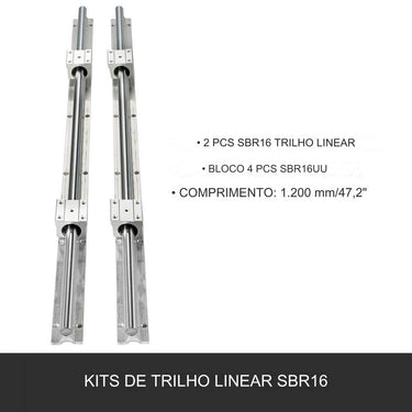 Guia Linear 2PCS - Trilho Linear 1200mm com 4PCS Bloco Deslizante