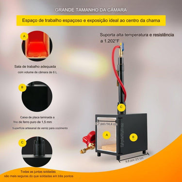 Forno de Forja a Gás  de 1350°C (Bico Único)