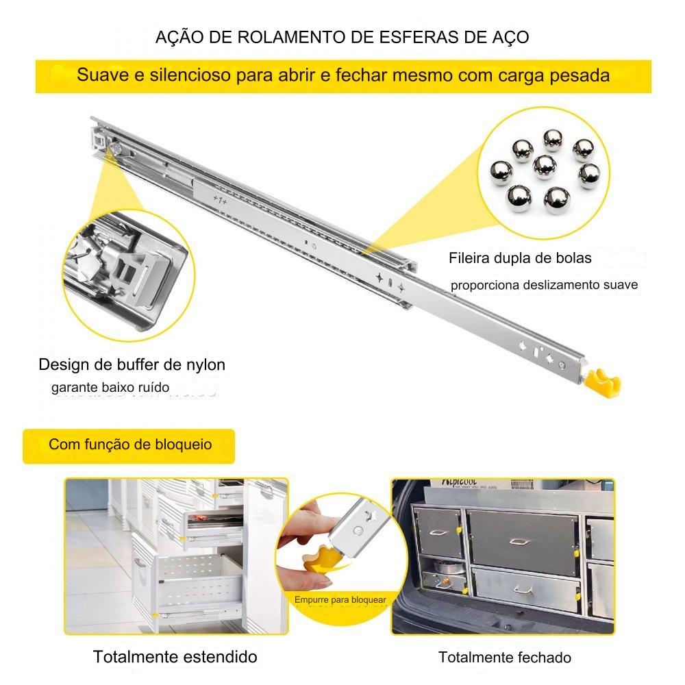 Trilhos de Gaveta de Extensão Total - 91 cm