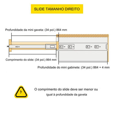 Trilhos de Gaveta de Extensão Total - 864 mm