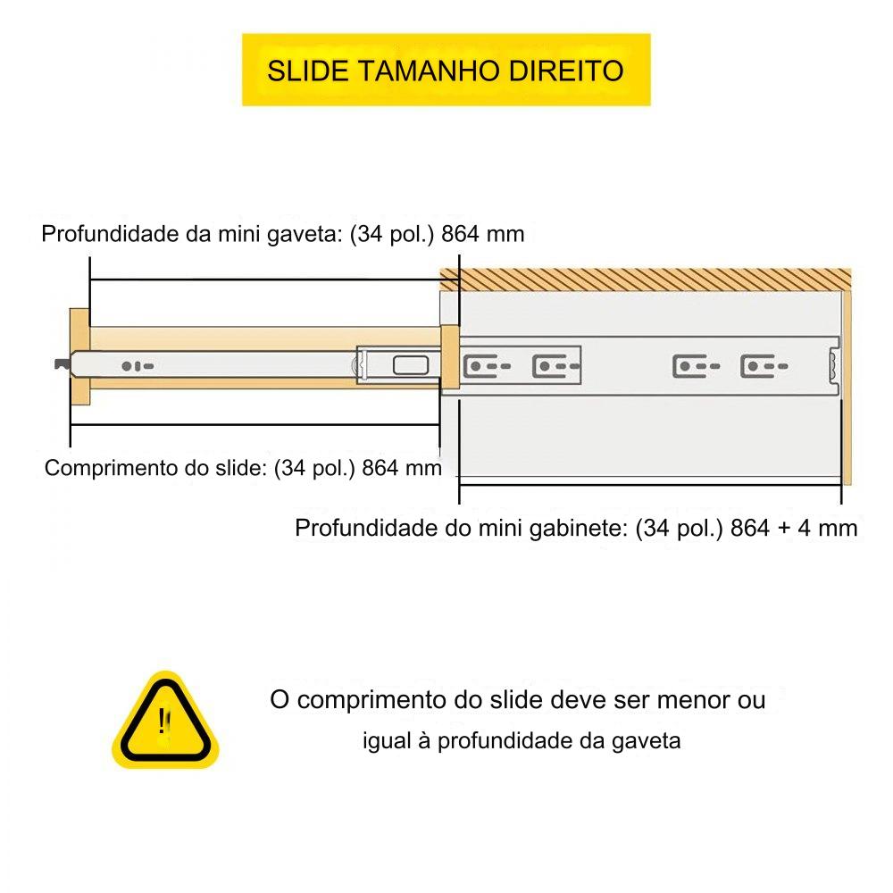 Trilhos de Gaveta de Extensão Total - 864 mm