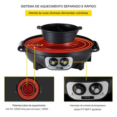 Chapa de Grelhar Elétrica 2 em 1 2200W