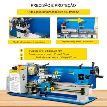 Torno de Metal (550W 7x14 Polegadas)
