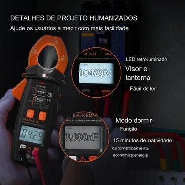 Amperímetro de Garra True RMS 600A Multímetro de Garra