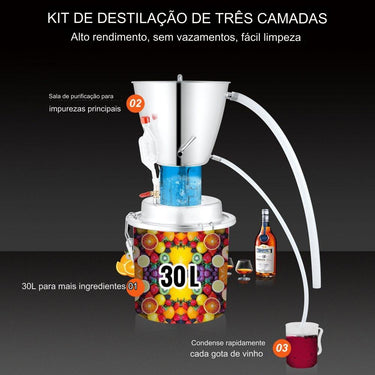 Alambique de Álcool de 30L em Aço Inoxidável