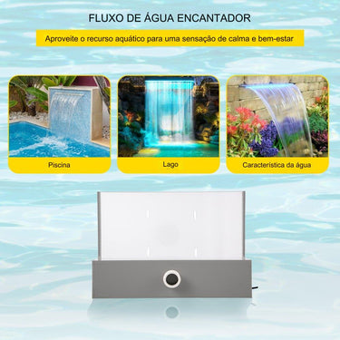 cascata de parede em acrílico azul