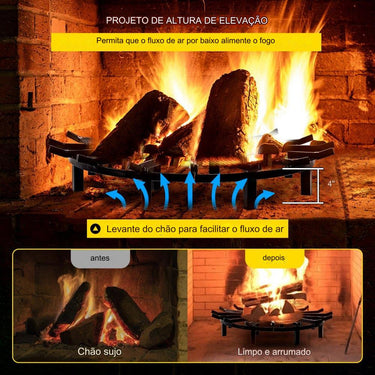 Grelha de Fogo Redonda em Ferro Fundido com Padrão Ondulado - 36 Polegadas