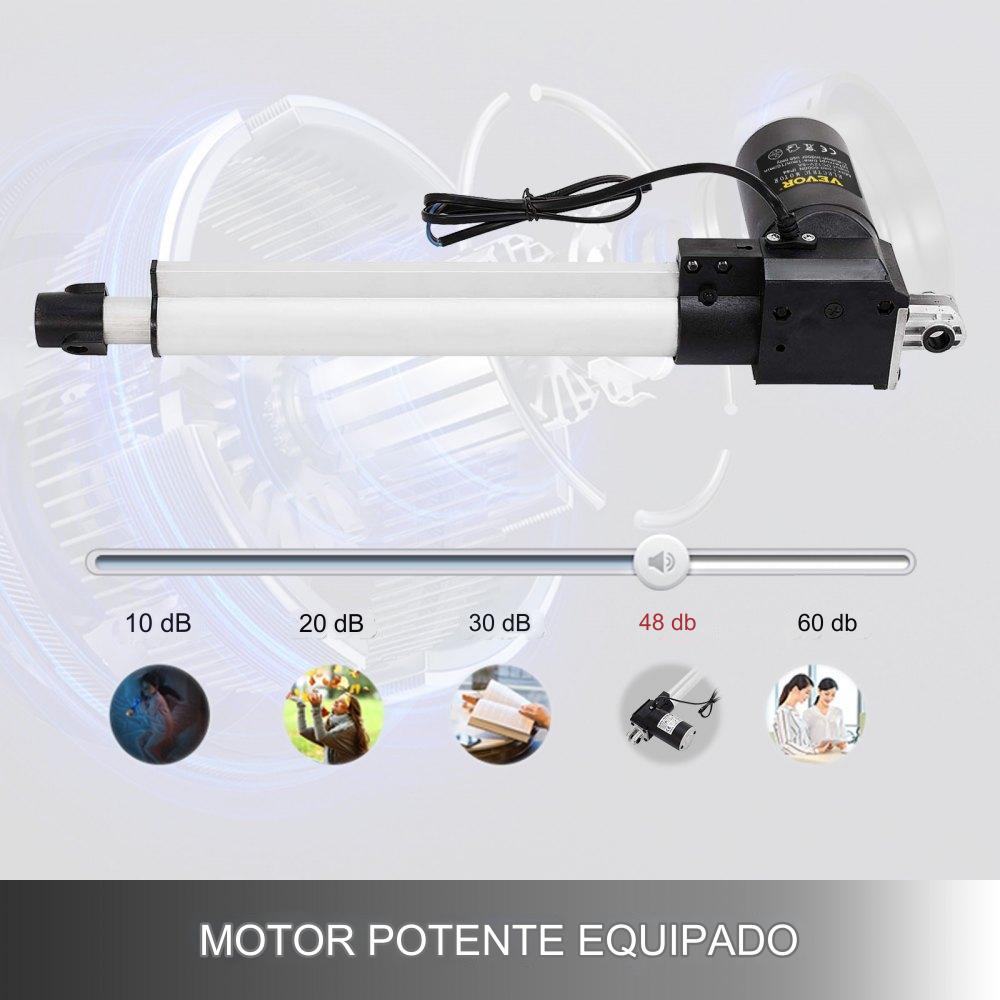 Atuador Linear de 12": Motor de 12V 6000N Impermeável e Silencioso