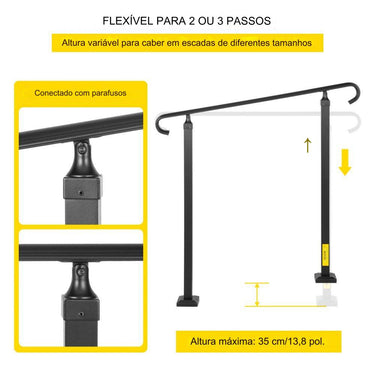 Corrimão de Ferro Forjado para 2 ou 3 Degraus