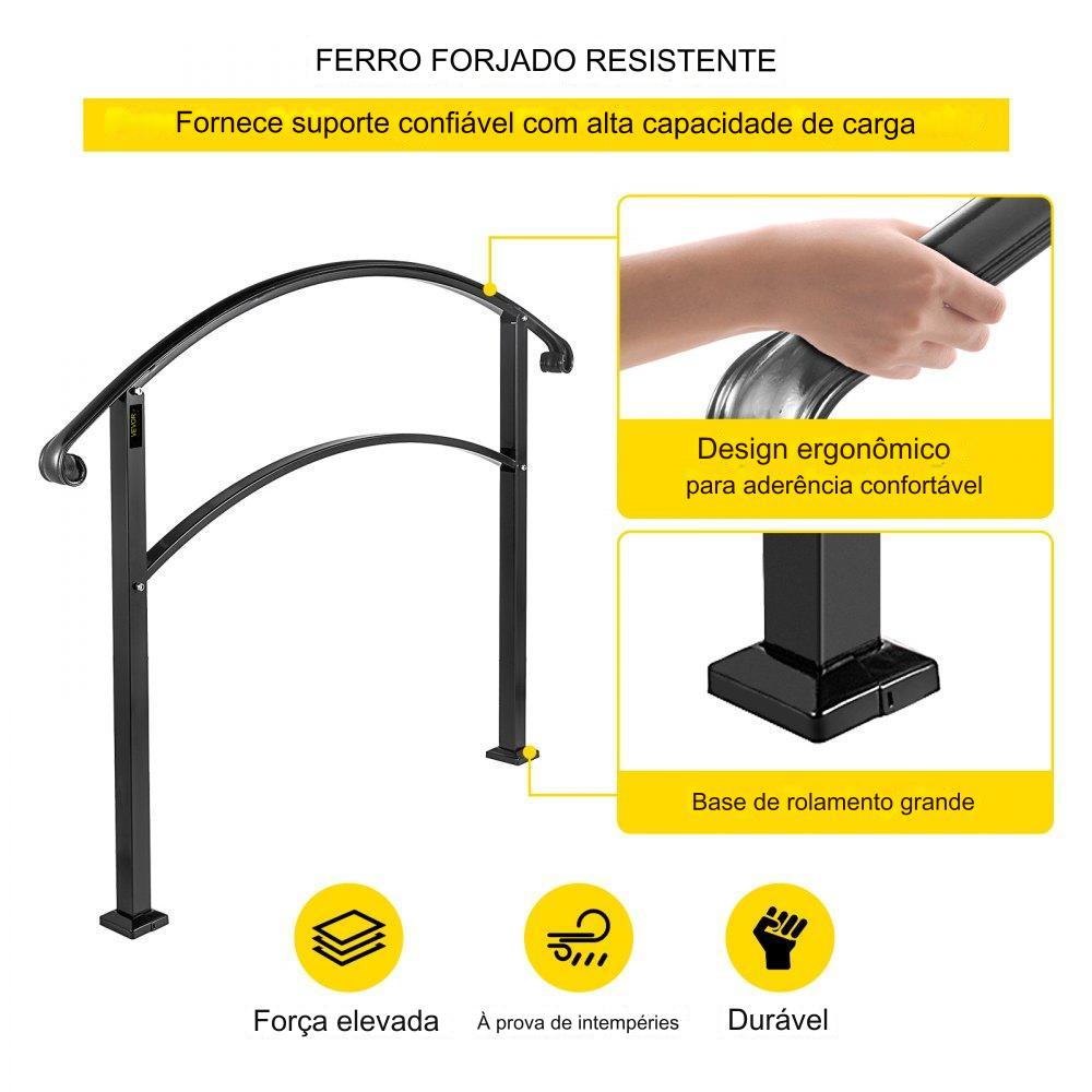 Corrimão de entrada e escada com guarda-corpo de ferro de 5 degraus.