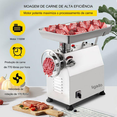 Moedor de Carne Elétrico 350kg/h em Aço Inoxidável
