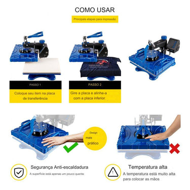 Máquina de Transferência de Calor 6 em 1 - 38x29cm Sublimação
