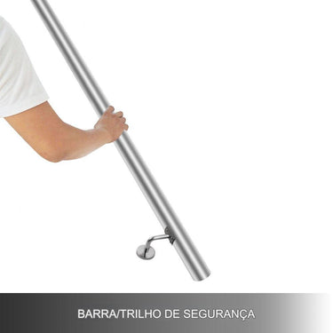 Corrimão de Aço para Escadas Externas - Até 0.9m - Prateado