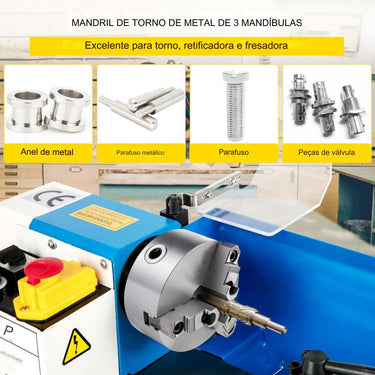 Mandril de Torno de 3 Garras de Metal - 160mm 2-1/4-8