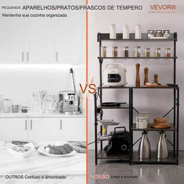 Prateleira de Cozinha - 7 Níveis Tomadas Embutidas