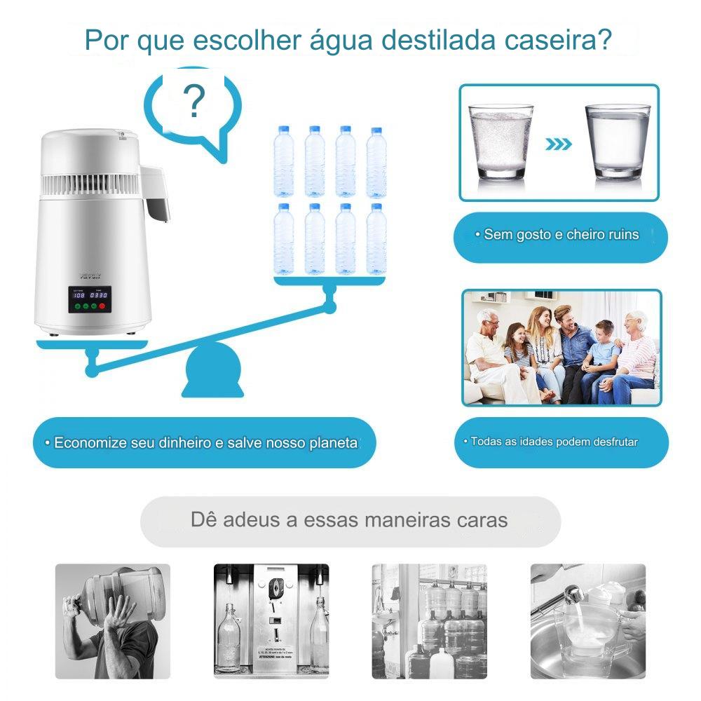 Destilador de Água 4L 750W Branco