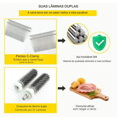 Achatador de Carne Manual 12.5cm: Achatador de Bifes