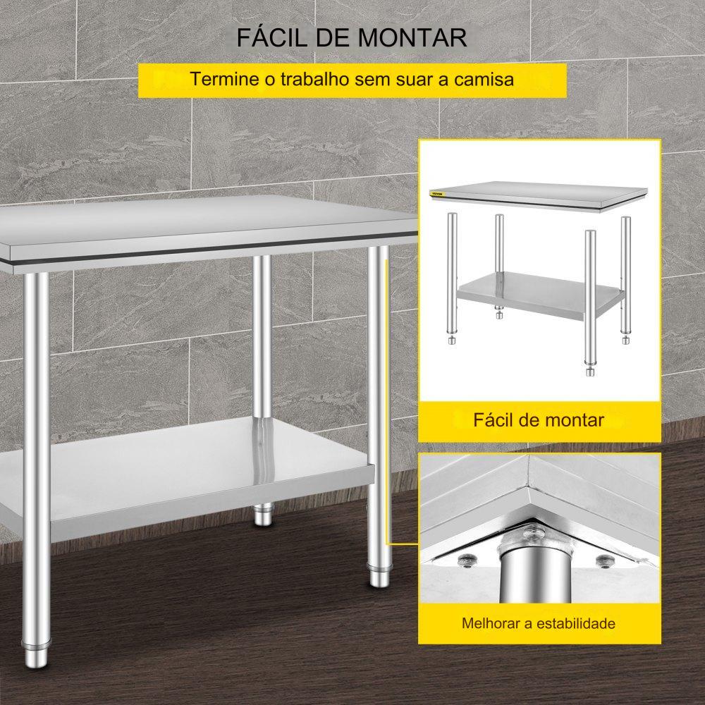 Mesa de Trabalho em Aço Inoxidável - 60x90cm