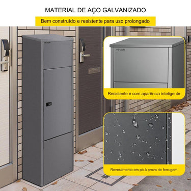 Caixa de Correio para Pacotes Cinza 38x23x105cm