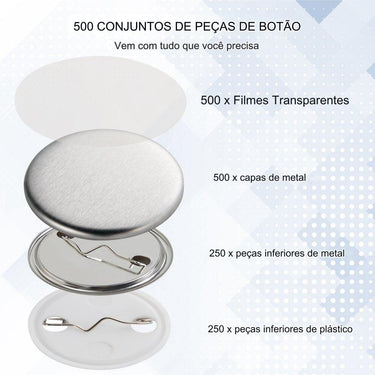 Máquina de Botões  - 32mm com 500 Botões em Branco