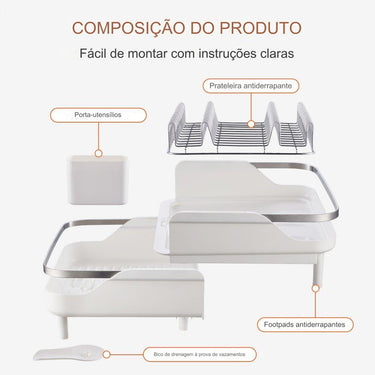 Suporte de Utensílios de Cozinha em Aço Inoxidável
