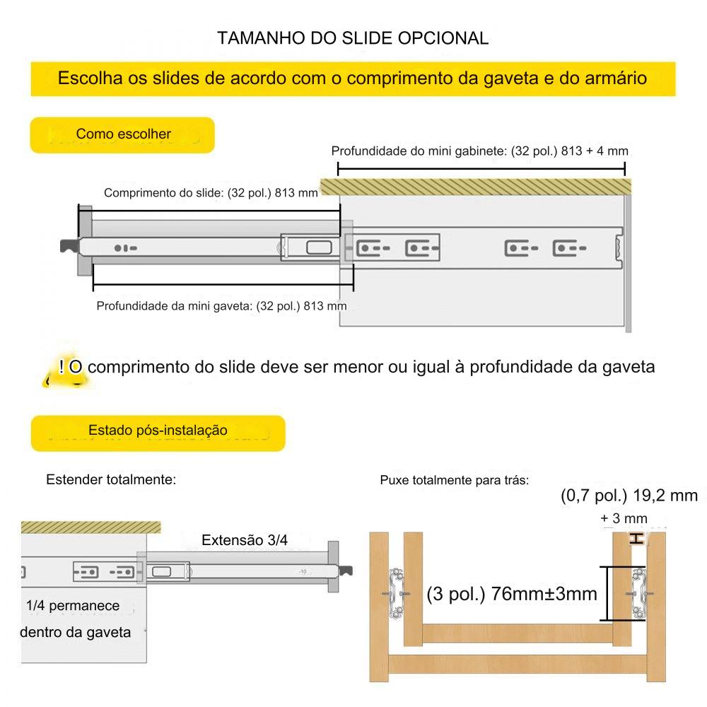 Trilhos de Gaveta de Extensão Total - 32"