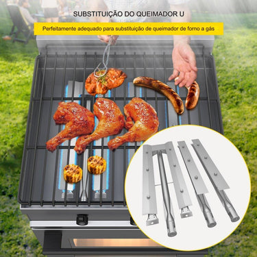 Queimador Universal em Aço Inoxidável para Grelhador a Gás - 610x50x50mm