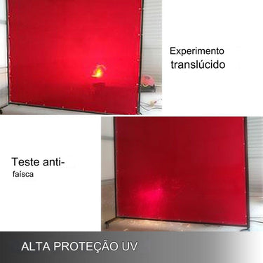 Cortina de Soldadura em Vinil 180x240cm com Moldura Cor Vermelha