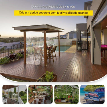 Cobertura Impermeável Transparente - Com Ilhós Aproximadamente 7.43m