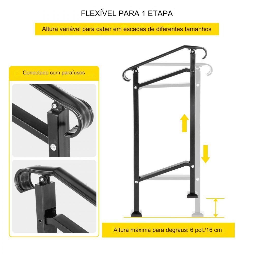 Corrimão de Ferro para 1 ou 2 Degraus 50x13.5x108cm