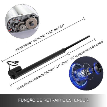 Atuador Linear de 20": DC12V 900N Curso de 500mm