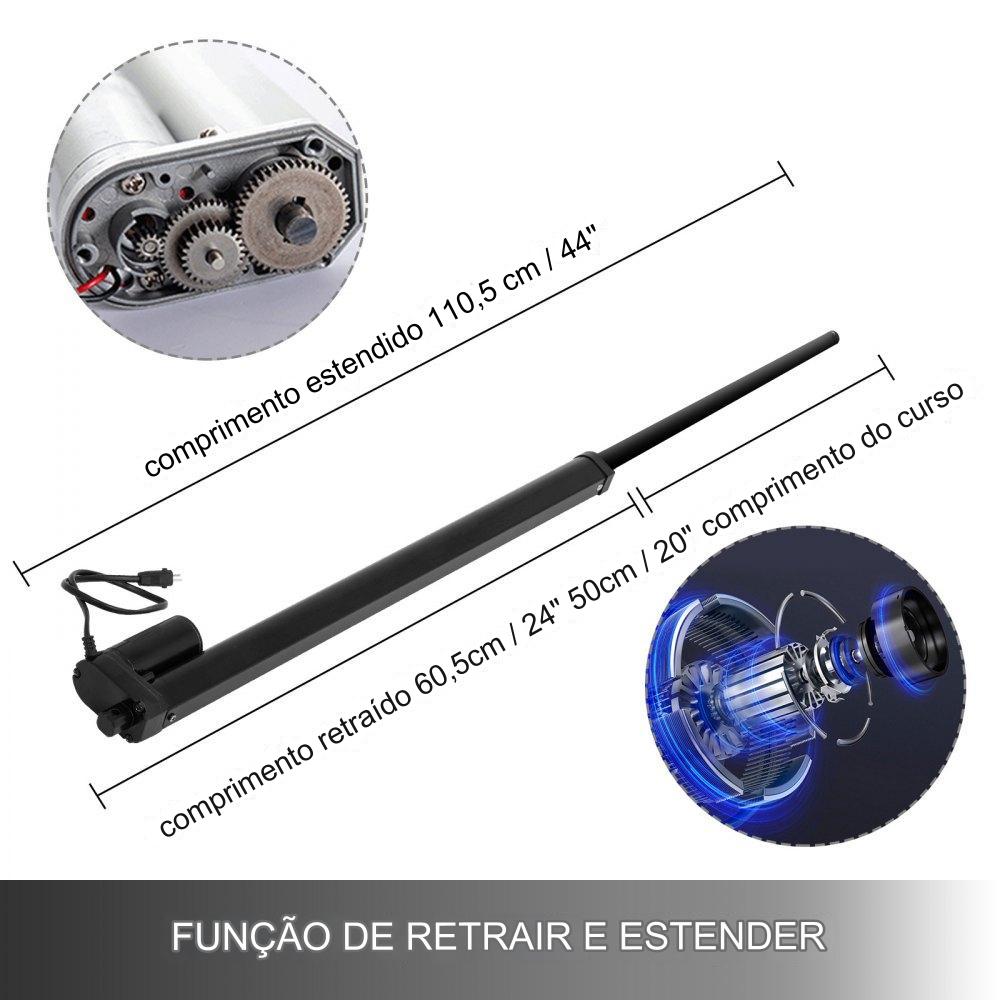 Atuador Linear de 20": DC12V 900N Curso de 500mm