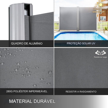 Toldo de Proteção para Terraço 180x600cm Cinza