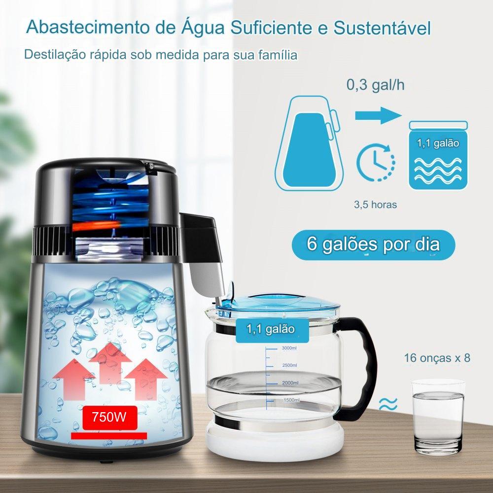 Destilador de Água com 4L de Capacidade (750W)