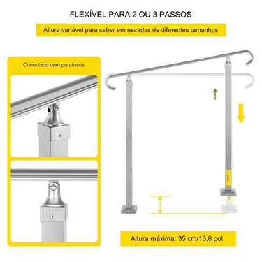 Corrimão de Ferro Forjado  - para 2-3 Degraus de Escada
