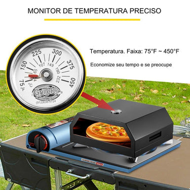 Forno de Pizza a Gás para Exterior 42x37x19cm