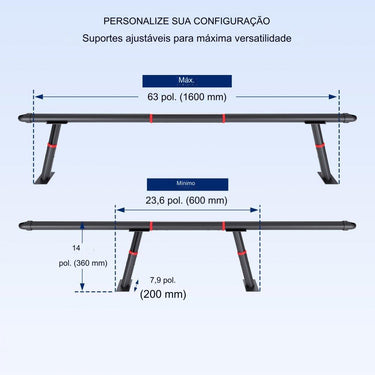 Suporte de Bagageira de Camião - Ajustável em Alumínio