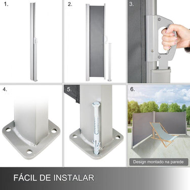 Toldo de Proteção para Terraço 180x600cm Cinza