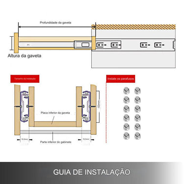 Trilho de Gaveta de 711mm - Kugelgelagert