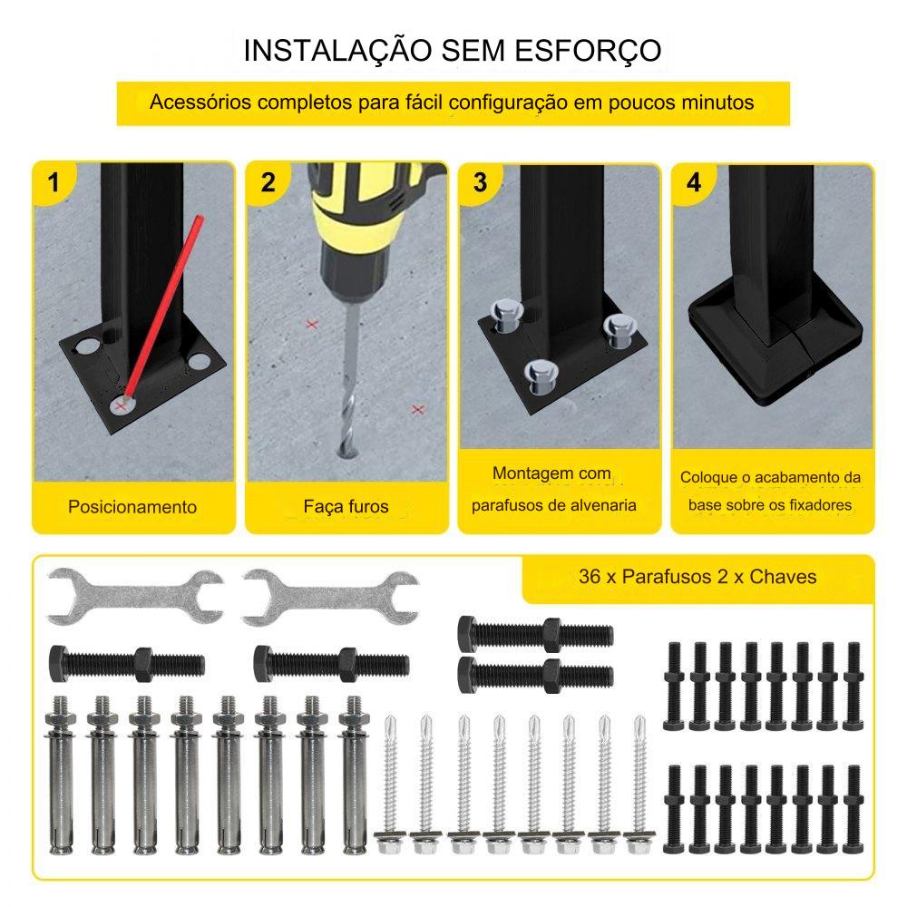 Corrimão para Escadas de 3-4 Degraus com Acessórios