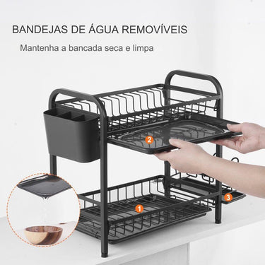 Suporte de Utensílios de Cozinha em Aço Carbono