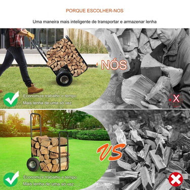 Carrinho de Lenha - 51x52x100cm em Aço