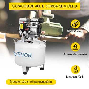 Compressor de Ar Silencioso 40L - 8 Bar