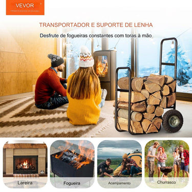 Carrinho de Lenha - 51x52x100cm em Aço