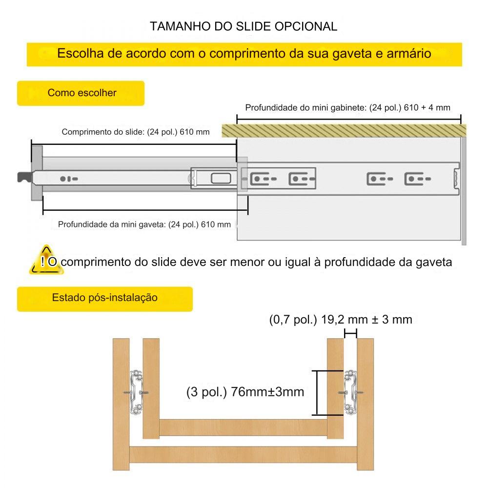 Trilhos de Gaveta de Extensão Total - 61 cm