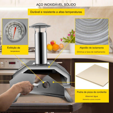 Forno de Pizza a Carvão Dobrável de 30cm