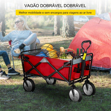 Carrinho de Mão Dobrável - Vermelho e Cinza