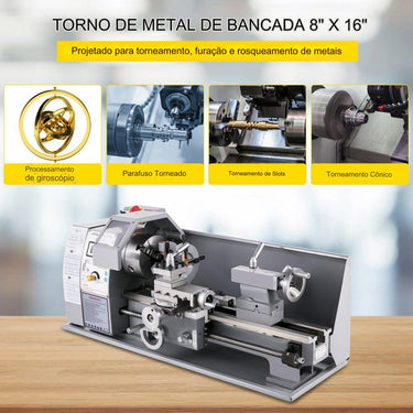 Torno de Metal 750W - 210x400mm Alta Precisão