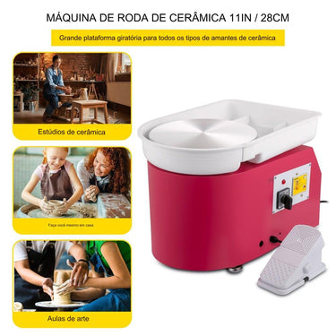 Máquina de Torno de Cerâmica  350W - Rosa