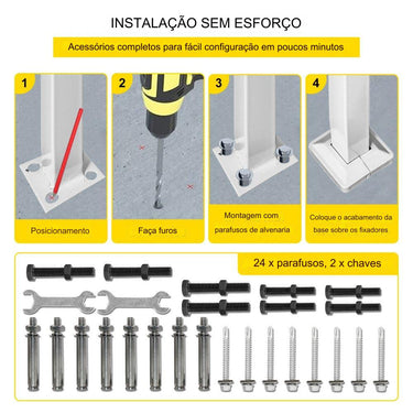 Corrimão de Ferro Forjado Branco com Revestimento em Pó